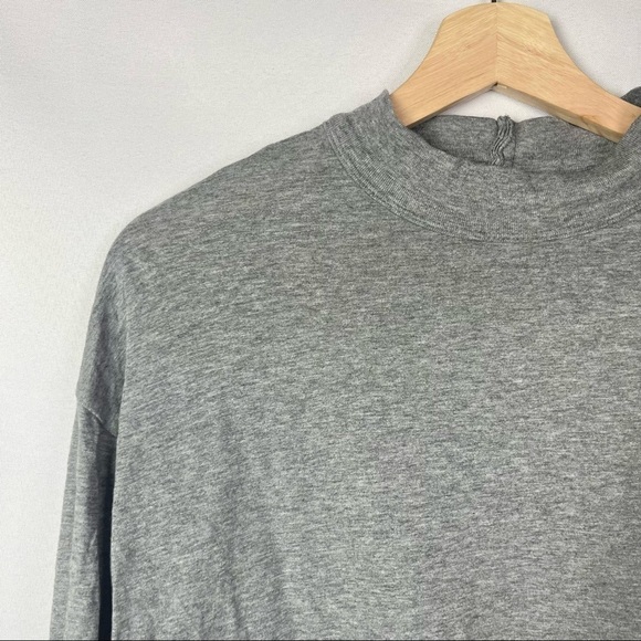 Aerie Light Gray Mock Neck Long Sleeve Cropped T-Shirt S - Picture 4 of 6